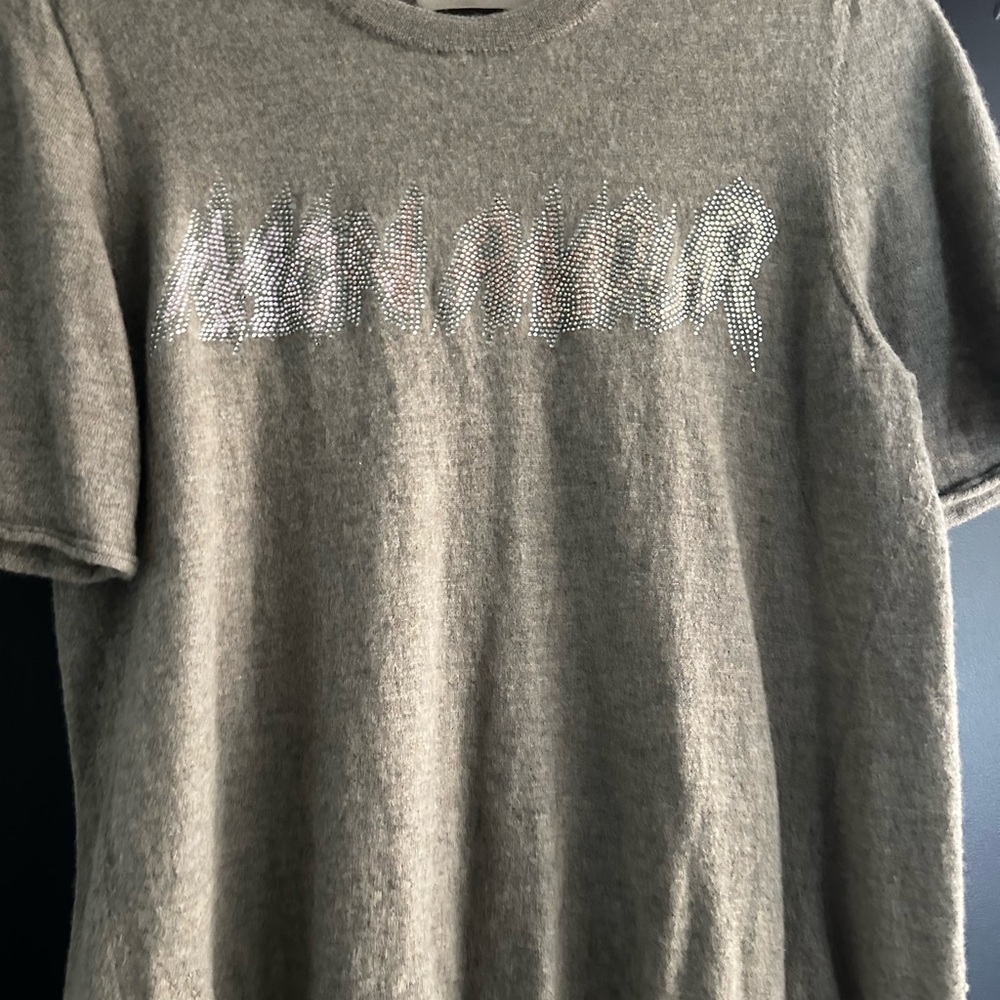 Zadig & Voltaire Gray and Green Crew Neck Sweater